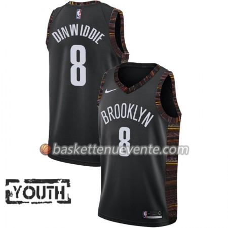 Maillot Basket Brooklyn Nets Spencer Dinwiddie 8 2018-19 Nike City Edition Noir Swingman - Enfant